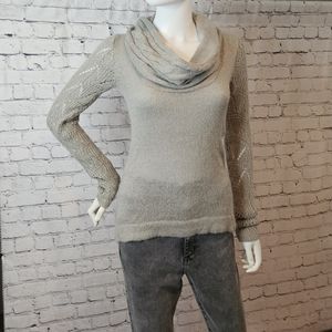 Silver shimmer cowl neck sweater size small